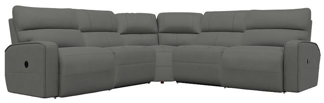 La-Z-Boy® Maddox 5-Piece Slate Leather Curve Manual Reclining Sectional-0
