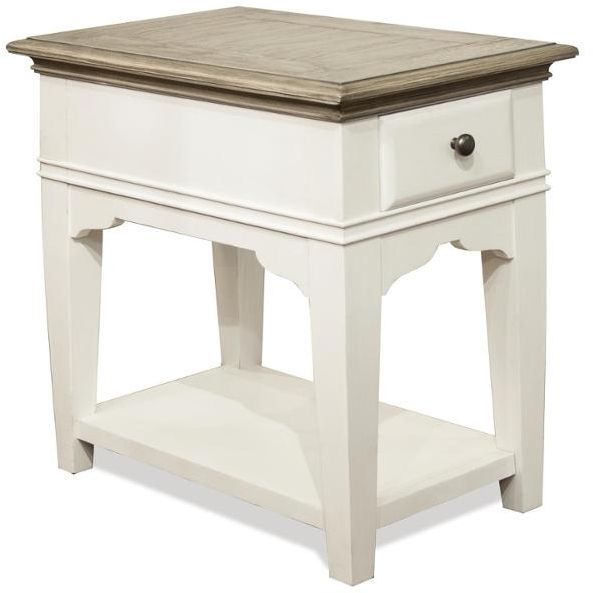 Riverside Furniture Myra Natural Chairside Table with Paperwhite Base-1