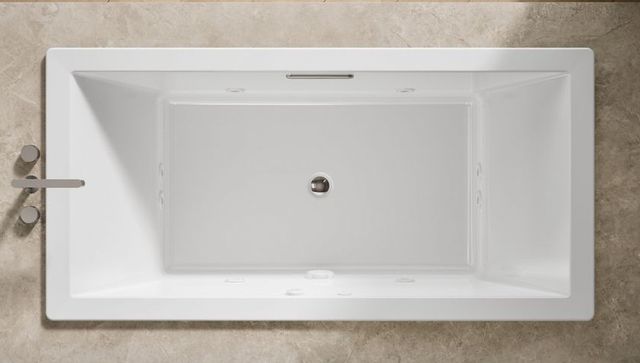 KOHLER® Underscore® Biscuit 72" x 36" Drop-In Heated BubbleMassage™ Air Bath with Whirlpool -4