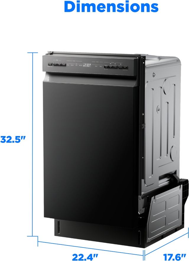 Midea® 18" Black Front Control Built In Dishwasher-2