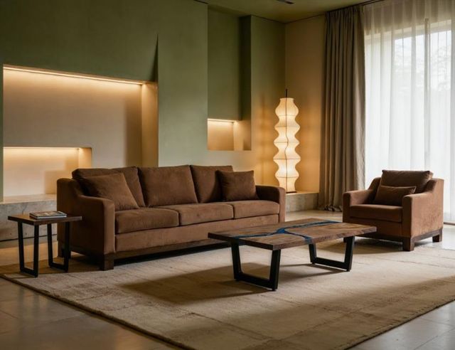 International Furniture Direct Zaphiro Brown Sofa-1