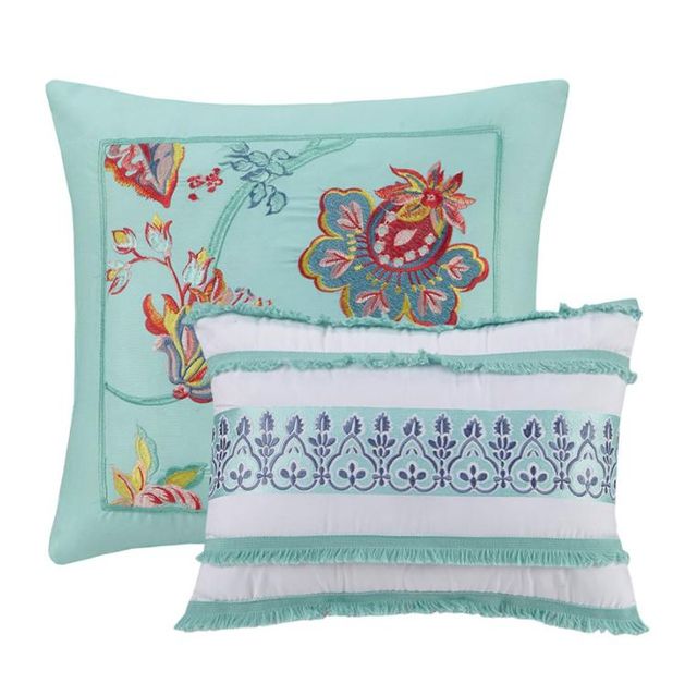 Olliix by Intelligent Design Ophelia Aqua Twin/Twin XL Boho Printed Coverlet Set-2