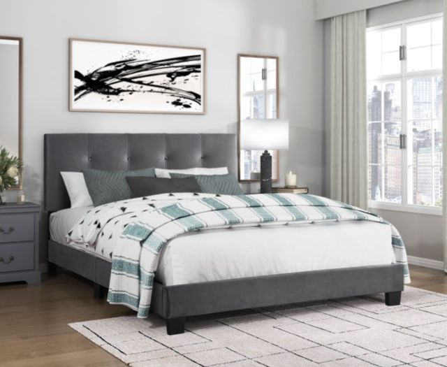 Homelegance® Newberry Dark Gray Queen Platform Bed-1