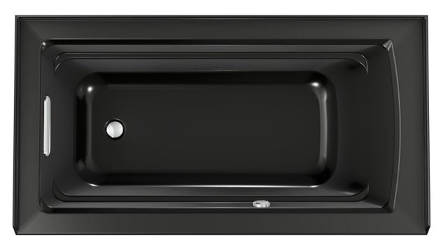  KOHLER® Archer® Black 60" x 32" Alcove Heated Whirlpool Bath - Left Drain-1