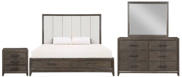 New Classic® Home Furnishings Landon 4-Piece Walnut Queen Platform Storage Bedroom Set-0