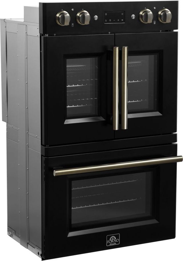 FORNO® Asti Alta Qualitia 30" Black Double Electric Wall Oven-2