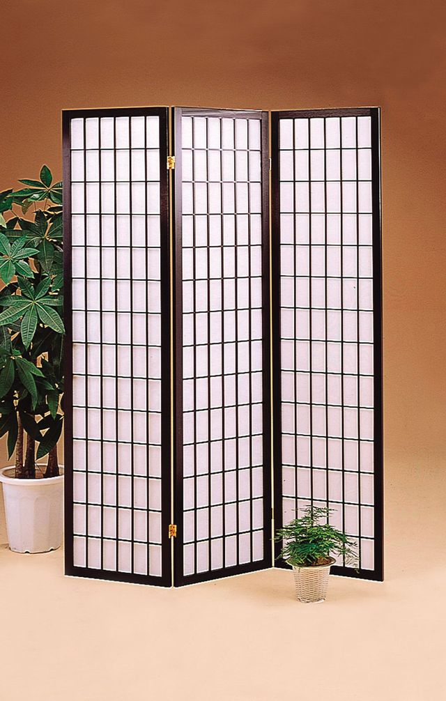 Coaster® Carrie Black/White 3-Panel Folding Screen-1