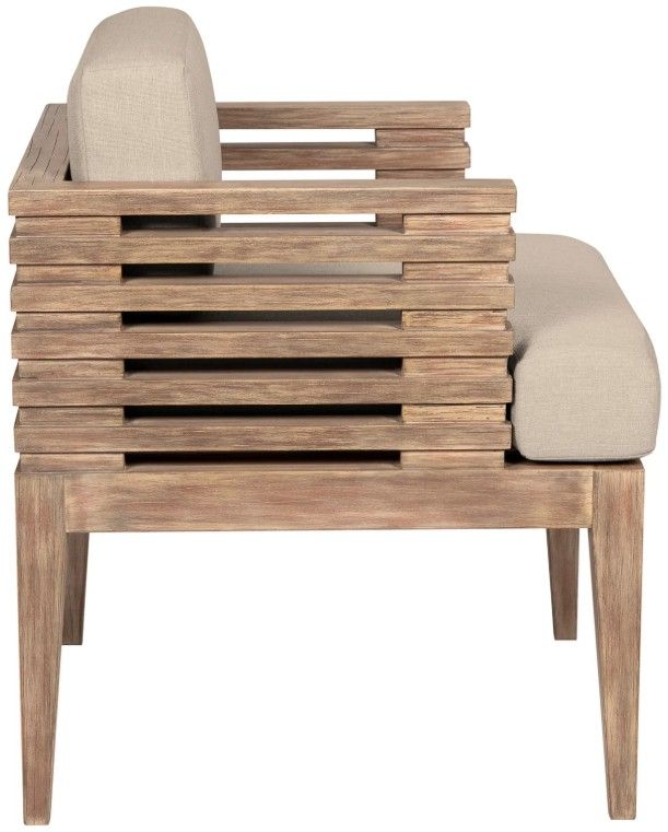 Armen Living Vivid Brown/Taupe Eucalyptus/Olefin Outdoor Dining Chair-4