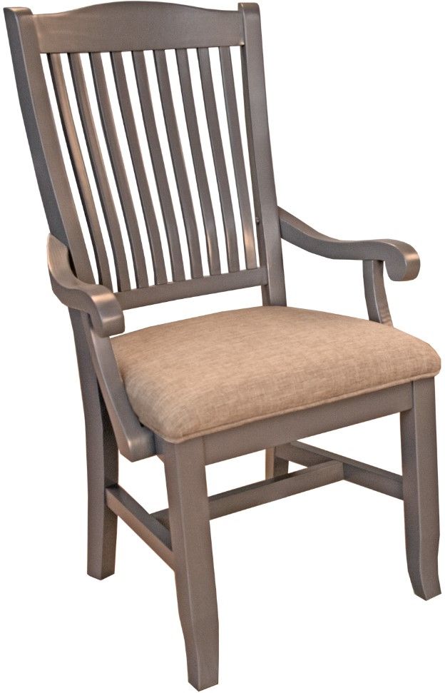 A-America® Port Townsend Gull/Seaside Pine Slatback Upholstered Dining Arm Chair-0