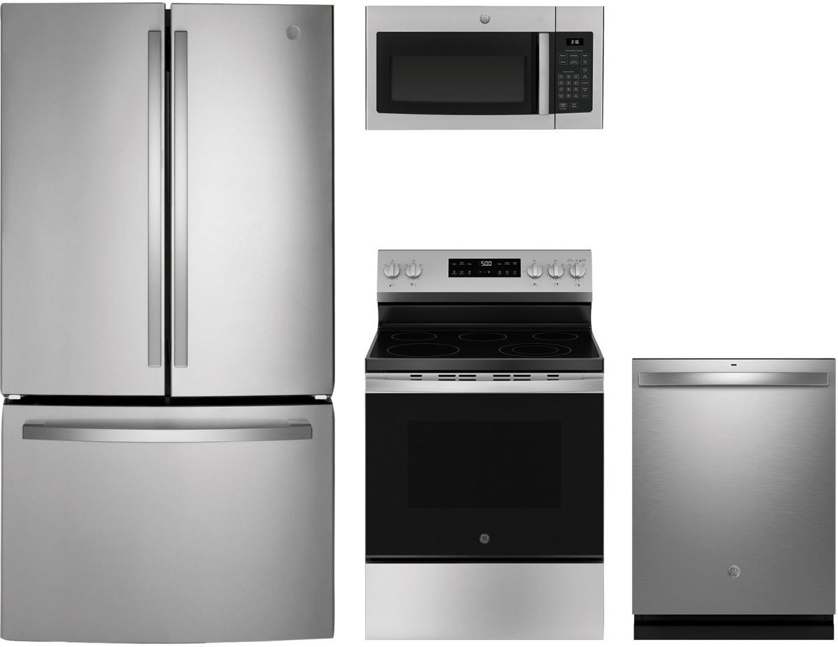 GE® 4 Piece Stainless Steel Kitchen Package