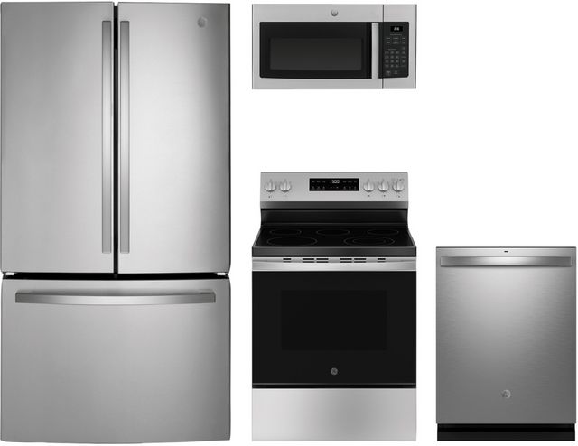 GE® 4 Piece Stainless Steel Kitchen Package