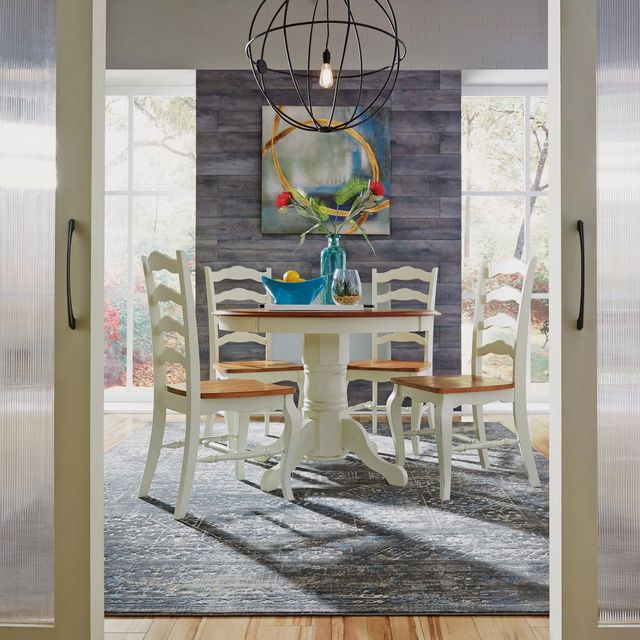 homestyles® French Countryside Off-White Dining Table with Brown Top -2