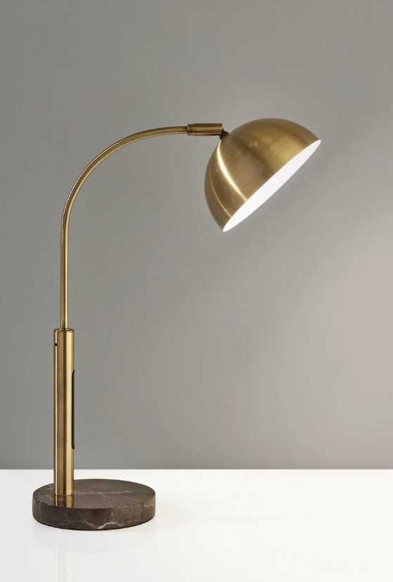 Adesso® Bolton Antique Brass/Brown LED Desk Lamp-4