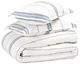 Classic Home Jayson 3-Piece Blue Stripe Cotton/Linen Queen Sheet Set-0