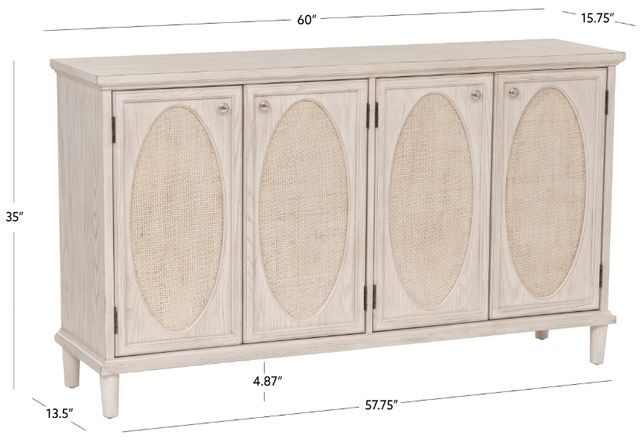 Linon Antique White Oval 4-Door Credenza-2