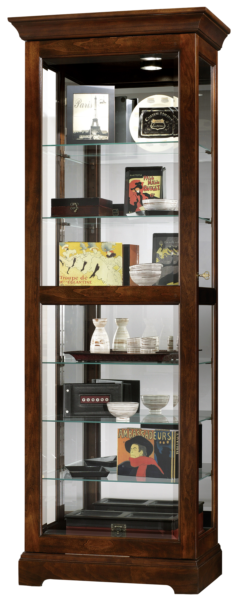 Howard Miller Martindale Cherry Bordeaux Curio Cabinet Hoelscher s Fine Furniture Appliances Electronics Floresville and Pleasanton TX