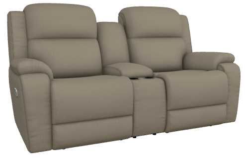 La-Z-Boy® Dorian Fossil Power Reclining Loveseat with Console and Headrest-0