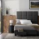 Malouf® Scoresby Charcoal Queen Upholstered Headboard-1