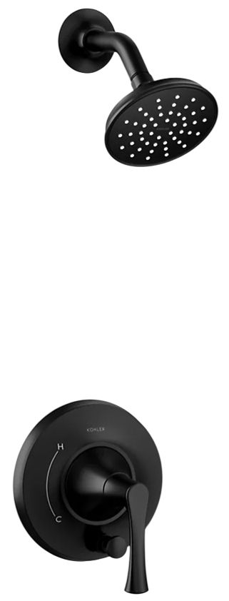 KOHLER® Buckley™ Rite-Temp® Matte Black 1.75 GPM Shower Trim Kit with Push-Button Diverter-0