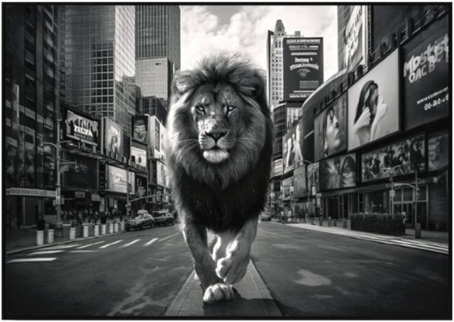 Classy Living Untamed Majestic Lion in the Urban Jungle Wall Art-0