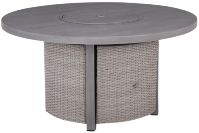 Signature Design by Ashley® Dillon Beach Gray Aluminum/Wicker Outdoor Round Fire Pit Table-0