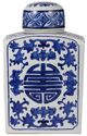 A & B Home Ren Blue/White Lidded Jar-1
