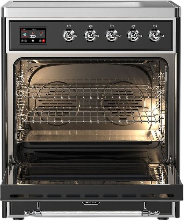 Ilve® Majestic III 30" Graphite Matte Pro Style Induction Range with Triple Glass Door and Chrome Trim-1