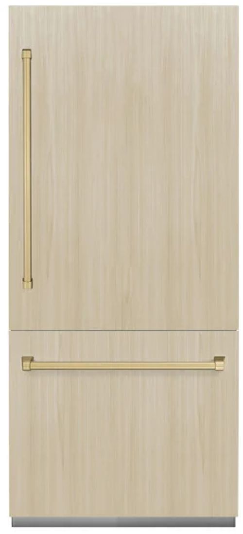 ZLINE Autograph Edition 36" 19.8 Cu. Ft. Panel Ready Built-In Bottom Freezer Refrigerator with Graphite Gray Interior and Champagne Bronze Accents-0