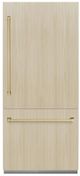 ZLINE Autograph Edition 36" 19.8 Cu. Ft. Panel Ready Built-In Bottom Freezer Refrigerator with Graphite Gray Interior and Champagne Bronze Accents-0