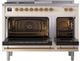 Ilve® Nostalgie II Noblesse 48'' Antique White Pro Style Dual Fuel Range with Brass Trim-1