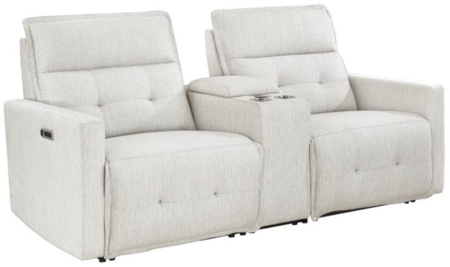 Homelegance® Salida White Double Power Reclining Loveseat with Center Console and Power Headrests-0