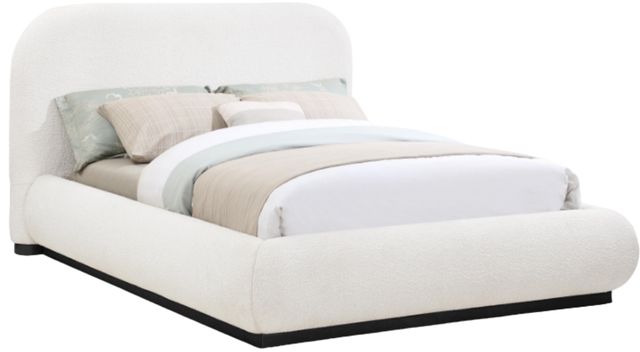Meridian Furniture Vaughn Cream/Black Queen Boucle Fabric Upholstered Panel Bed-0
