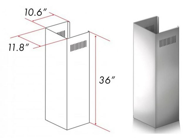 ZLINE 36" Stainless Steel Chimney Extension -2