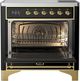 Ilve® Majestic III 36" Glossy Black Pro Style Induction Range with Triple Glass Door and Brass Trim-1