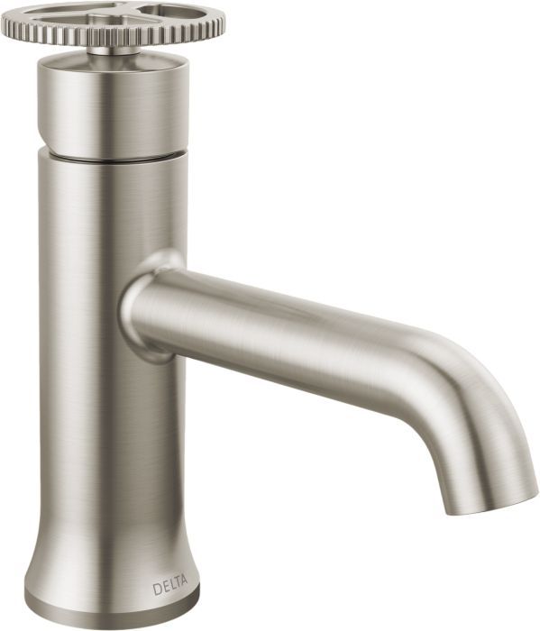 Delta Trinsic® Stainless 7" Single Handle Wheel Bathroom Faucet with Drain-0