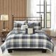Olliix by Madison Park 6 Piece Grey Full/Queen Ridge Reversible Herringbone Coverlet Set-0