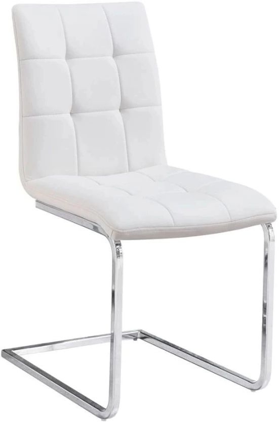 Steve Silver Co. Escondido Chrome/White Upholstered Dining Side Chair-0