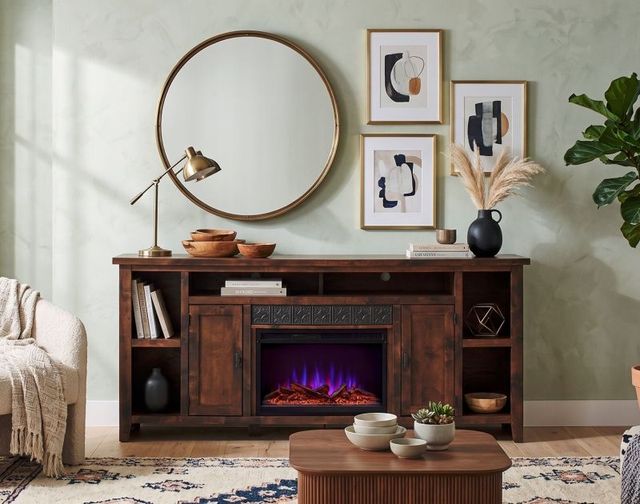 aspenhome® Alder Grove Fruitwood 84" Fireplace Console-1