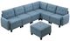 Homelegance® Garren 7-Piece Blue L-Shape Sectional with Storage and Ottoman-0