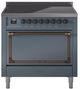 Ilve® Nostalgie II Noblesse 36'' Blue Gray Pro Style Induction Range with Burnished Trim-0