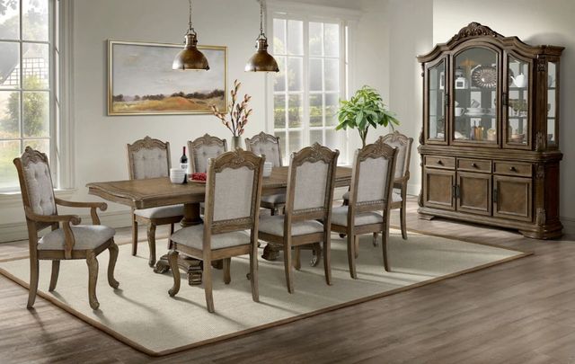 Elements International Madison Park Brown Rectangular Dining Table with Two 18" Leaves-1