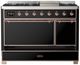 Ilve® Majestic III 48" Glossy Black Pro Style Dual Fuel Natural Gas Range with Solid Door and Copper Trim-2