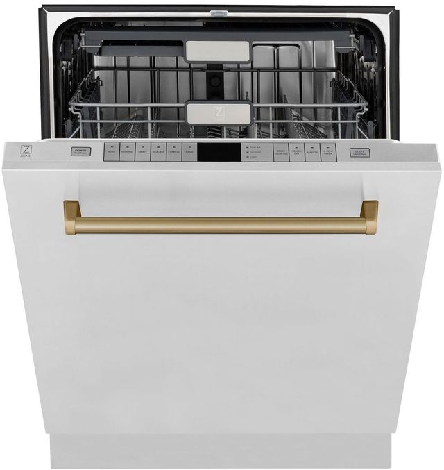 ZLINE Autograph Edition 24" Stainless Steel Built In Dishwasher with Champagne Bronze Handle-1