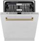 ZLINE Autograph Edition 24" Stainless Steel Built In Dishwasher with Champagne Bronze Handle-1