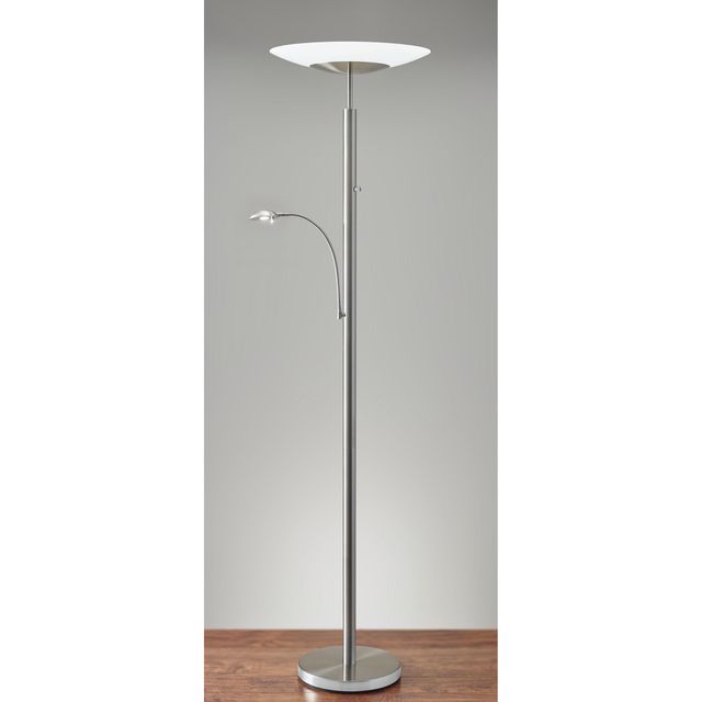 Adesso® Stellar Brushed Steel LED Combo Torchiere-2