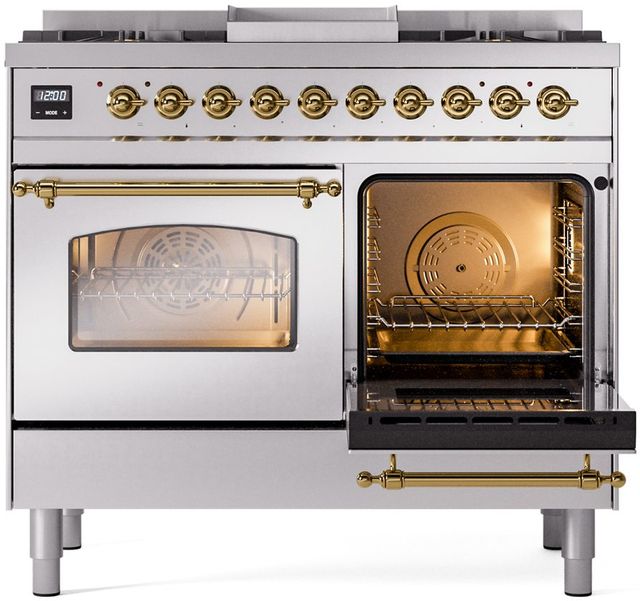 Ilve® Nostalgie II Series 40" Stainless Steel Pro Style Dual Fuel Range-3
