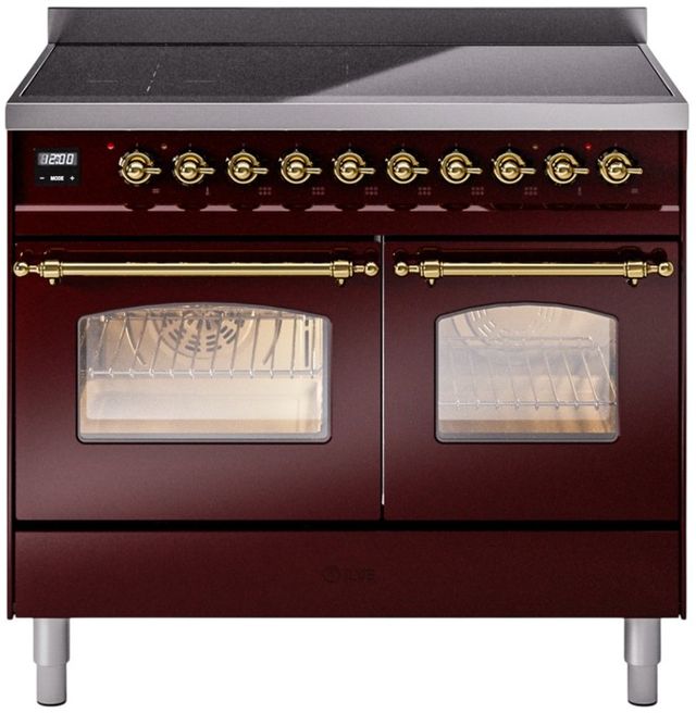 Ilve® Nostalgie II Series 40" Burgundy Pro Style Induction Range-0