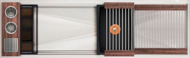 The Galley® American Black Walnut / Graphite Resin+ Ideal WashStation™ 4S + 18" DryDock® Drain Side, Four Tool Wash Kit, One DryDock® Tool-0