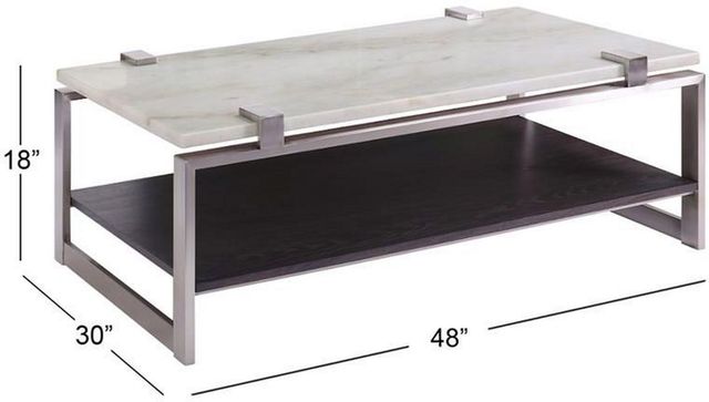 Magnussen Home® Paradox Pearl White Rectangular Cocktail Table with Platinum Frame -1