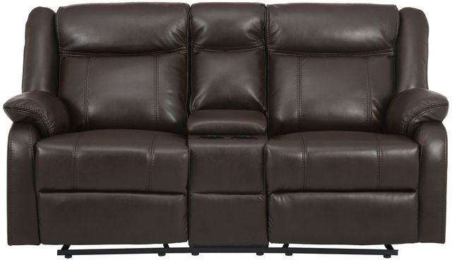 Homelegance® Jude Brown Double Reclining Glider Loveseat with Center Console-1